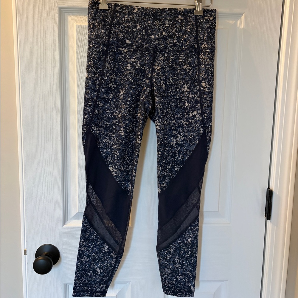 Athleta Navy and White Patterned Leggings